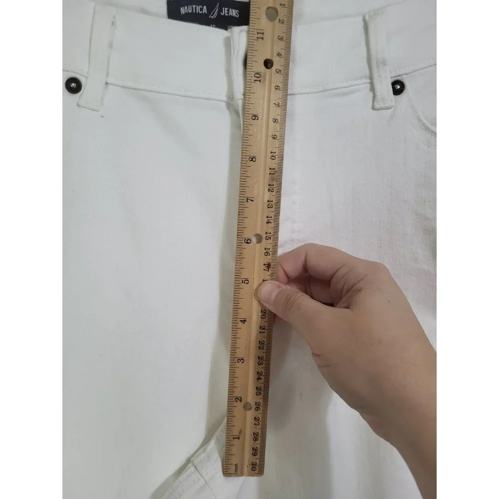 Nautica Women's SZ 16 High Rise White Denim Jeans Cropped Ankle - Picture 5 of 9